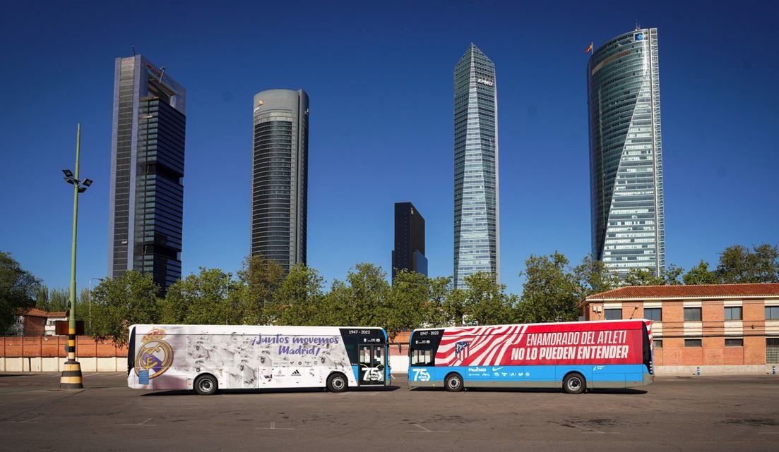 EMT llevará a los jugadores del Real Madrid y del Atlético en autobuses eléctricos al derbi 