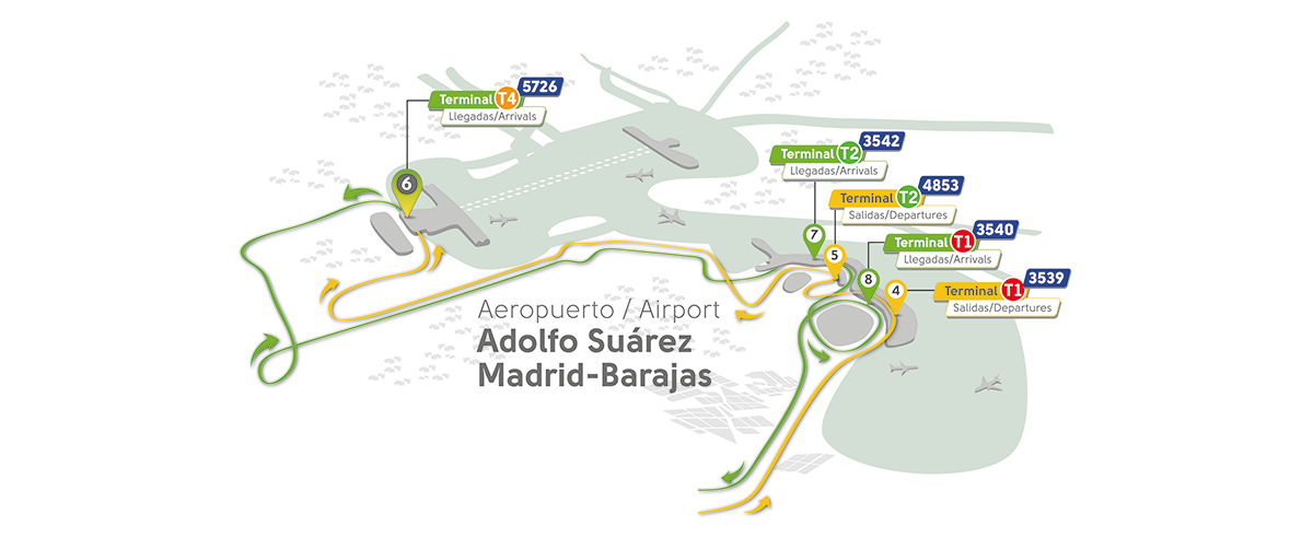 Plano paradas EMT aeropuerto Adolfo Suarez Madrid-Barajas