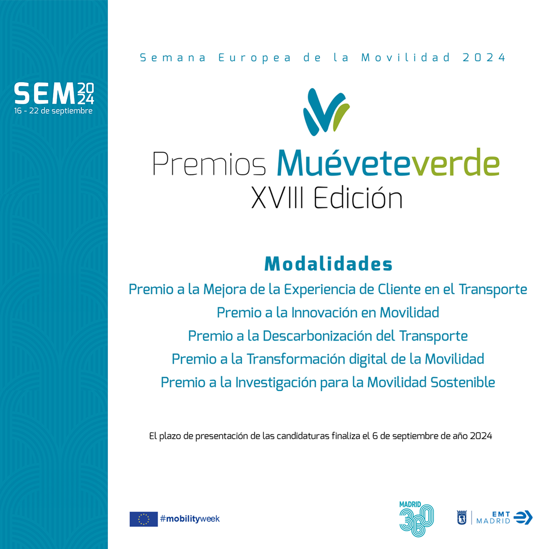El Ayuntamiento de Madrid y EMT convocan la XVIII edición de los premios ‘Muévete Verde’
