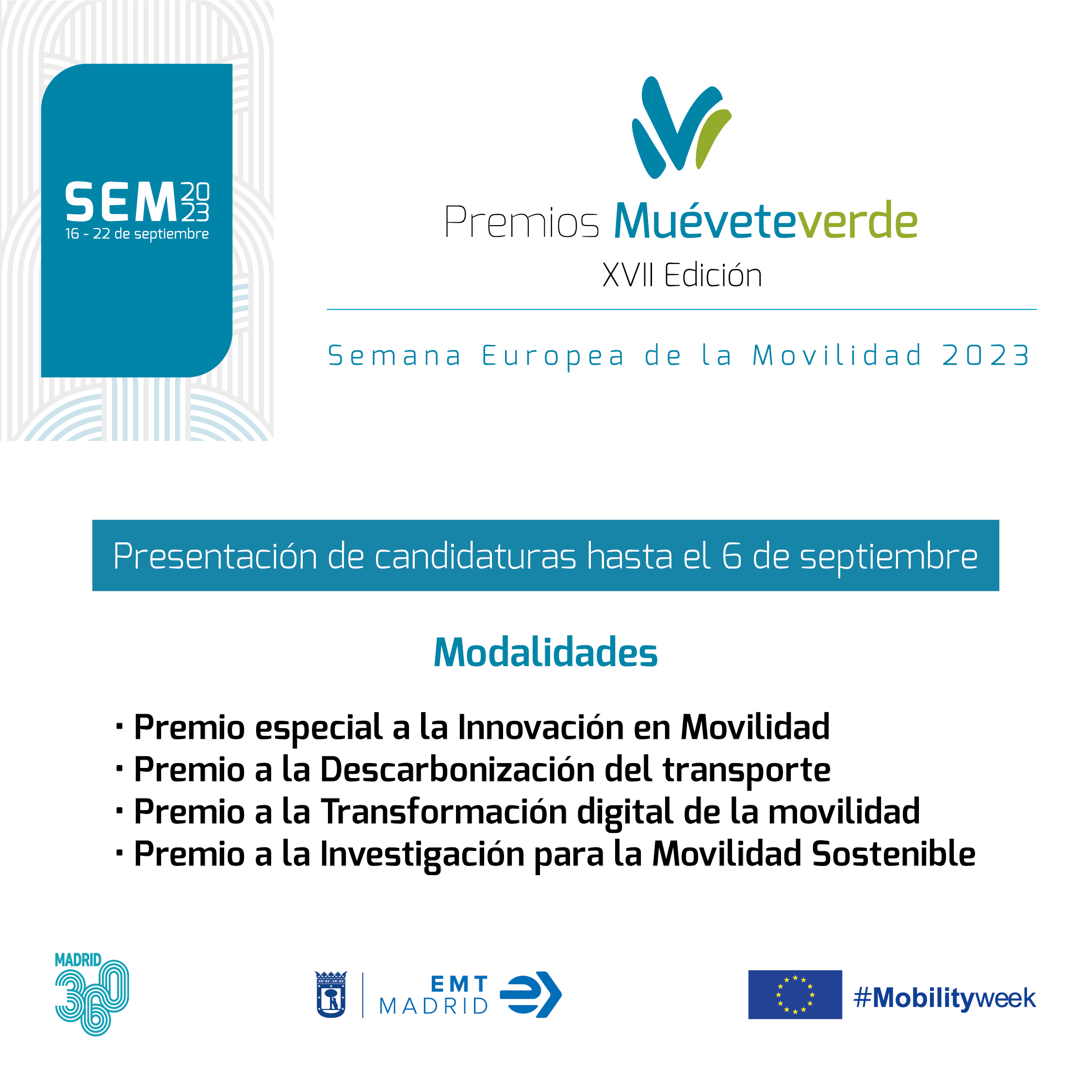 El Ayuntamiento de Madrid y EMT convocan la XVII edición de los premios ‘Muévete Verde’